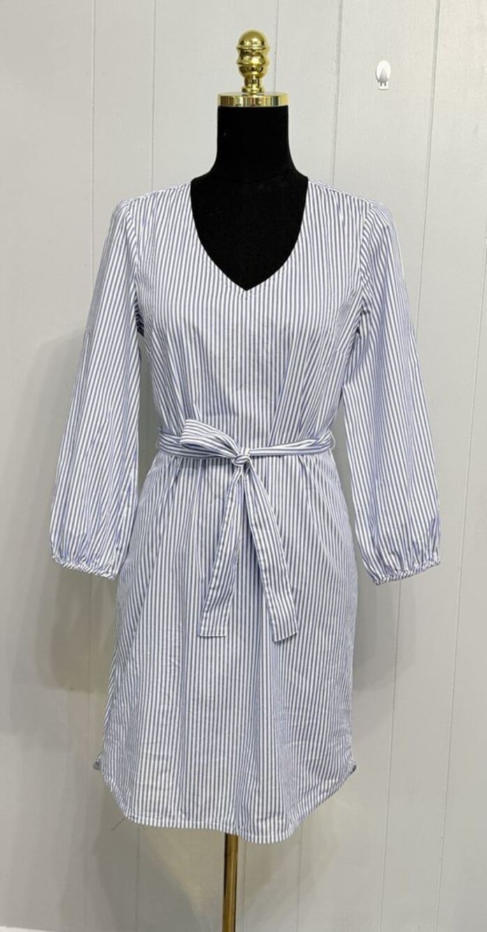 J.Crew Blue White Striped Cotton Belted Tunic Dress XS